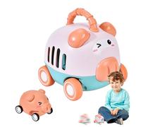 Cartoon Animal Inertia Car - 6 Inches Press Go Sliding Vehicle Toy , Fun Friction Race Car for Boys Girls, Early Learning Motor Skills Development Toy, Travel Play Use