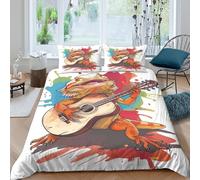 Cartoon Animal Music Funda Edredon Juego de Ropa de Cama de 3 Piezas Impresión 3D Cierre de Dibujo Animado Animal Music Funda de Edredón Funda de Almohada a Juego Transpirable Lavables for niña