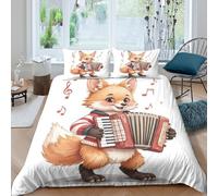 Cartoon Animal Music Funda Edredon Juego de Ropa de Cama de 3 Piezas Impresión 3D Dibujo Animado Animal Music Funda de Edredón Funda de Almohada a Juego Suave for Adolescentes Super King（260x220cm）
