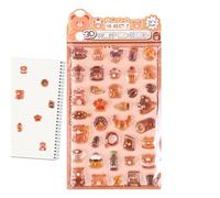 Cartoon Animal Stickers - Adorable Assorted 3D Decal Set, Mini Decorative Craft Accessories, Creative Personalization Collection for Teens Students Boys Girls Scrapbooking Journaling Projects