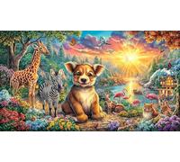 Cartoon-Animals-in-Sunny-Garden 1000 Piezas Puzzle Educativo Papel Reciclado para Adultos Desafiante Idea 38x52/1000pcs