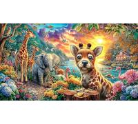 Cartoon-Animals-in-Sunny-Garden 1000 Piezas Puzzle Reciclado Juego desafiante Educativo para Adultos Decoración Mural Hermosa Regalo 70x50/1000pcs