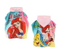 CARTOON Ariel Disney Poncho de Playa para Niñas con Capucha y Albornoz Microfibra 110x55cm Secado Rápido 240GSM Perfecto para Piscina Playa Flounder Sebastian