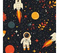 Cartoon Astronauta Papel de Pared Autoadhesivo Espacio Planeta Pelar y Pegar Papel Pintado Adhesivo Impermeable Mate Removible Wallpaper para Dormitorio Muebles Armario Pared Salon Pegatina 0.4x5 m