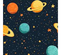 Cartoon Astronauta Papel de Pared Autoadhesivo Espacio Planeta Pelar y Pegar Papel Pintado Adhesivo Impermeable Mate Removible Wallpaper para Dormitorio Muebles Armario Pared Salon Pegatina 0.4x3 m