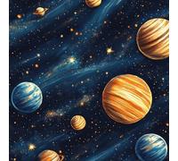 Cartoon Astronauta Papel Pintado Autoadhesivo 0.45x3 m Espacio Planeta Decorativo Muro Pegatina Impermeable Mate Papel Pared Grueso Fácil Limpiar Wallpaper para Dormitorio Salon Adhesivo Muebles