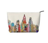 Cartoon Austin Texas - Bolsa de maquillaje de pana versátil con cremallera para uso diario y organizador de capacidad de viaje, Black, Talla única