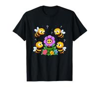 Cartoon Bee Squad Alrededor De Curiosa Flor En Jardín Camiseta