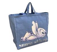 CARTOON Bolsa con asas Disney Stitch bolsa de playa grande con cierre de cremallera shopper bolso de hombro efecto vaquero