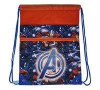 CARTOON Bolsa para niños, con cierre de cordón, bolsillo frontal, mochila escolar, gimnasio, tiempo libre, Los Vengadores, 40 x 30 Cm.