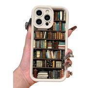 Cartoon Bookshelf Pattern TPU Phone Case, Soft&Cute Cartoon Bookshelf Pattern, For iPhone16/15/14/13pro MAX, Shockproof Silicone Protective Cover 4PCS, For My Bookwarms (White,for 15pro)