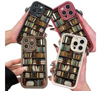 Cartoon Bookshelf Pattern TPU Phone Case, Soft&Cute Cartoon Bookshelf Pattern, For iPhone16/15/14/13pro MAX, Shockproof Silicone Protective Cover 4PCS, For My Bookwarms (4PCS,for 14promax)