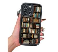 Cartoon Bookshelf Pattern TPU Phone Case, Soft&Cute Cartoon Bookshelf Pattern, For iPhone16/15/14/13pro MAX, Shockproof Silicone Protective Cover 4PCS, For My Bookwarms (Black,for 16plus)