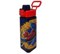 CARTOON Botella cuadrada de plástico reutilizable botella 500 ml apertura a presión accesorio para niños (Spiderman)