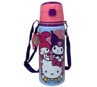 CARTOON Botella Hello Kitty Kuromi My Melody de aluminio con pajita 600 ml botella con apertura automática para niños