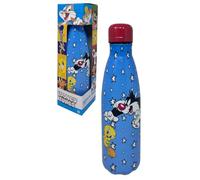 CARTOON Botella térmica de acero inoxidable con tapa a rosca, botella térmica de acero inoxidable para niños y niñas, 500 ml (Tito y Silvestre, azul claro)
