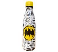 CARTOON Botella térmica de acero inoxidable con tapa abatible, botella térmica de acero inoxidable para niños, 500 ml (Batman, blanco)