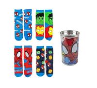 CARTOON Calcetines Spidey Marvel 4 pares de calcetines para niños de mezcla de algodón con hucha, multicolor, 27-30