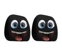 Cartoon Car Headrest Covers 2-Pack | Fiber, 28x26cm | Funny Big Eyes Headrest Protector | Universal Fit Auto Seat Decor For Halloween Christmas