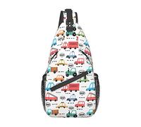 Cartoon Cars Truck Sling Bag, Chest Bag Daypack, Crossbody Sling Mochila para Viajes Deportes Correr Senderismo