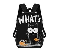 Cartoon Cat with Goldfish And Spilled Bowl Mochila Escolar Infantil De 17 Pulgadas, Impresa En 3D, Estilo Casual, Para Niños, Ideal Para Viajes, Como Mochila Escolar O Para Llevar Libros.