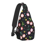 Cartoon Cherry Kawaii Fruit Pattern Sling Bag para Mujeres Hombres,Frutas Print Crossbody Shoulder Bags Casual Sling Backpack Chest Bag Travel Senderismo Mochila para Exteriores