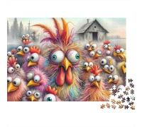 Cartoon Chickens Puzzle de 1000 Piezas Puzzle para Adultos Caserío Relajante Decoración Hogar 38x26cm/1000pcs