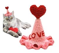 Cartoon Crochet Small Cats Hat, Knitted Pet Headwear, Valentines Pet Hat, Comfortable Pet Hat for Valentines Day Headwear, Comfortable and Cozy to Wear for Pets and Ideal for Adorable Pet Photo Props