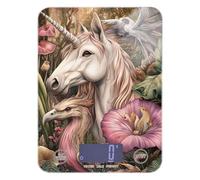 Cartoon Cute White Unicorns - Báscula digital de cocina fácil de limpiar, 11 libras/1 onzas, báscula pequeña de 5 kg/5 g con 4 unidades para asar dietas (pilas no incluidas)