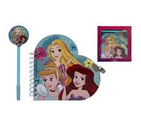 CARTOON Diario secreto con bolígrafo Princesas Disney para niños 2 piezas diario en forma de corazón con candado bolígrafo con aplicación