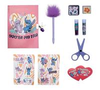 CARTOON Diario secreto de Stitch y Angel para niñas con accesorios, Disney, maxi set, bolígrafo, pegatinas, purpurina, sellos, tijeras, candado con 2 llaves