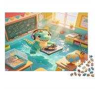 Cartoon Dinosaur Classroom Puzzle de 1000 Piezas Juego de Puzzle 1000 Piezas Papel Adultos Escena Educativa Potencia Enfoque Ocio Familiar Regalo Decoración Hogar Nan