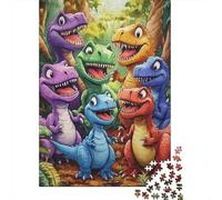 Cartoon Dinosaur Forest Puzzle de 1000 Piezas Papel para Adultos Juego de Puzzle 1000 Piezas Colores Decoración Regalo 70x50cm/1000pcs