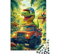Cartoon Dinosaur Jungle Adventure Puzzle de 1000 Piezas Papel para Adultos Relajación Foco Juego Familiar Decoración Hogar Regalo 38x26cm/1000pcs