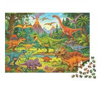 Cartoon Dinosaur Puzzles 1000 Piezas Papel Reciclado Jurassic Period Puzzle para Niños y Niñas A Partir de 6 Años Educativo Juego Challenge Divertido Juego Familiar 38x26cm/1000piezas