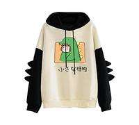 Cartoon Dinosaurio Monster Sudadera con Capucha para Mujer Chicas Cute Dinosaur Sudaderas de Manga Lang Camiseta con Capucha Kawaii Sudadera Chica Adolescente con Capucha Mujer