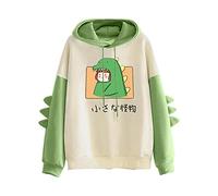 Cartoon Dinosaurio Monster Sudadera con Capucha para Mujer Chicas Cute Dinosaur Sudaderas de Manga Lang Camiseta con Capucha Kawaii Sudadera Chica Adolescente con Capucha Mujer
