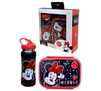 CARTOON Disney Minnie Mouse - Juego de 2 fiambreras de aluminio para niñas, botella y fiambrera con boquilla plegable, 800 ml, 500 ml