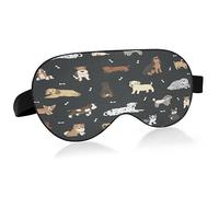 Cartoon Dogs Sleep Mask Lightweight Soft Breathable Eye Mask with Adjustable Strap Blackout Eye Mask for Women Men for Travel Night Sleeping