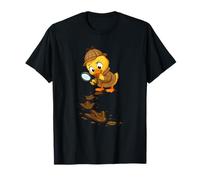 Cartoon Duck Detective Siguiendo Dino Tracks Camiseta
