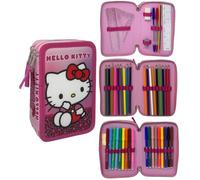 CARTOON Estuche de 3 cremalleras con lápices y rotuladores Giotto, Hello Kitty, 20 x 13 x 6 Cm, Portalápices