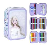CARTOON Estuche escolar 3 cremalleras Frozen Disney completo 44 piezas triple multicompartimento colores giotto papelería para niños