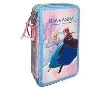 CARTOON Estuche escolar 3 cremalleras Frozen Disney Elsa y Anna completo 44 piezas triple multicompartimento colores Giotto papelería para niños
