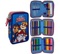 CARTOON Estuche escolar 3 cremalleras triple multicompartimento completo 44 piezas colores giotto papelería para niños, Paw Patrol, Organizador de bolso