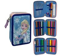 CARTOON Estuche escolar 3 cremalleras triple multicompartimento completo 44 piezas colores giotto papelería para niños, Frozen 1, Organizador de bolso