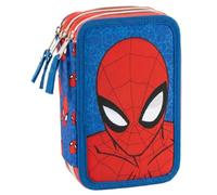 CARTOON Estuche escolar 3 cremalleras triple multicompartimento completo 44 piezas colores giotto papelería para niños, Spiderman 1, Organizador de bolso