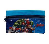 CARTOON Estuche escolar para niños de Los Vengadores de Marvel, estuche escolar porta objetos, bolígrafos, colores 20,5 x 11,5 cm, azul celeste, Neceser