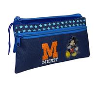 CARTOON Estuche escolar Tombolino de 3 compartimentos - Organizador de material escolar, estuche portalápices, lápices, colores, Mickey Mouse, 22 x 13.5 x 2 cm