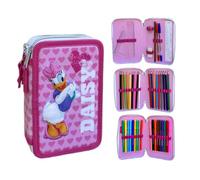 CARTOON Estuche multicompartimento con 3 cremalleras para la escuela, 44 piezas, bolígrafos, lápices de colores, rotuladores Giotto, Donald, Estuches