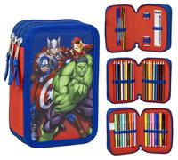 Cartoon - Estuche multicompartimento con 3 cremalleras para la escuela completa lápices de colores, Vengadores(1), 20 x 13 x 6 cm, Estuche